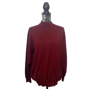 Linea Uomo Sweater Long Sleeve Mock Neck Knit Merino Wool Blend Italy Red Large
